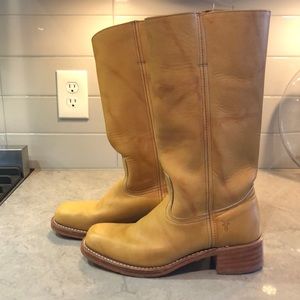 Vintage Frye Campus Leather Boots Size 9 1/2 in Banana Yellow Color